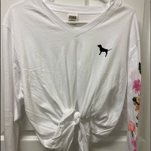VS Pink - tie front long sleeved Tshirt